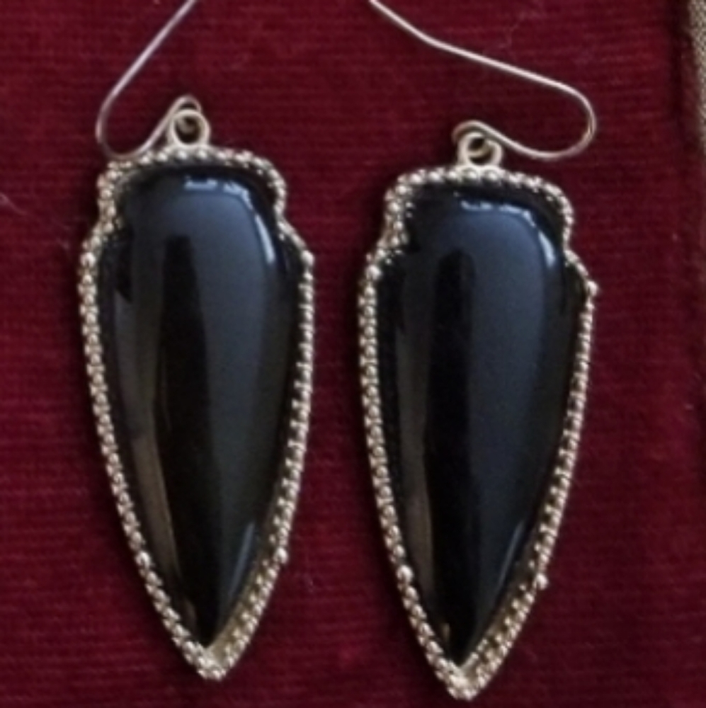 Black Arrowhead Shaped Earrings